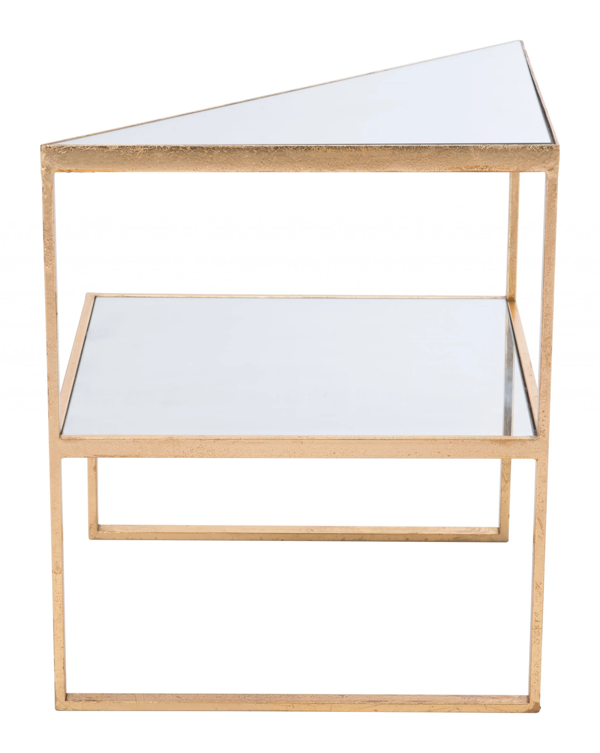 22" Gold And Clear Glass Rectangular End Table By Homeroots - Image 4