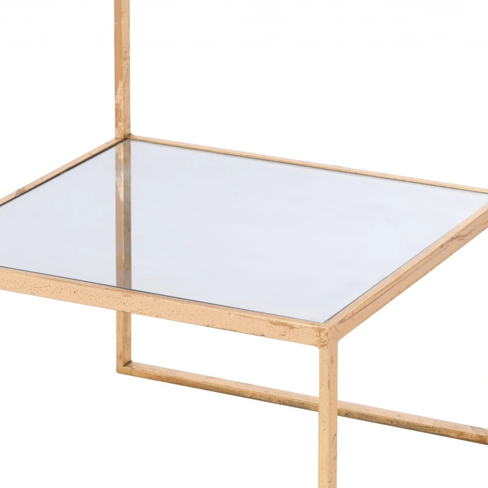 22" Gold And Clear Glass Rectangular End Table By Homeroots - Image 8