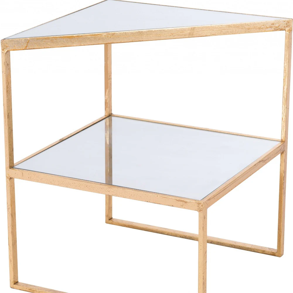 22" Gold And Clear Glass Rectangular End Table By Homeroots - Image 9