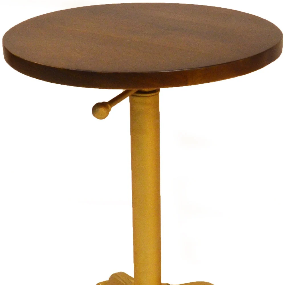 22" Gold And Elm Solid Wood Round End Table By Homeroots - Image 4