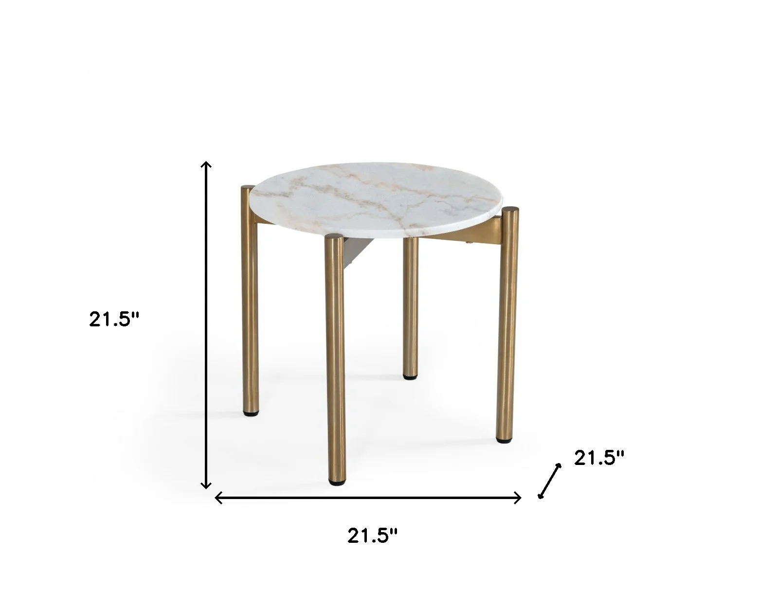 22" Gold And White Marble Round End Table By Homeroots - Image 5