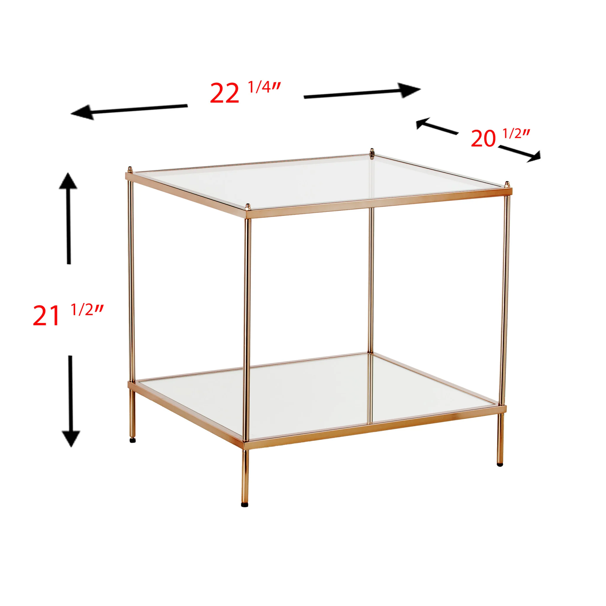 22" Gold Glass And Iron Square Mirrored End Table By Homeroots - Image 2