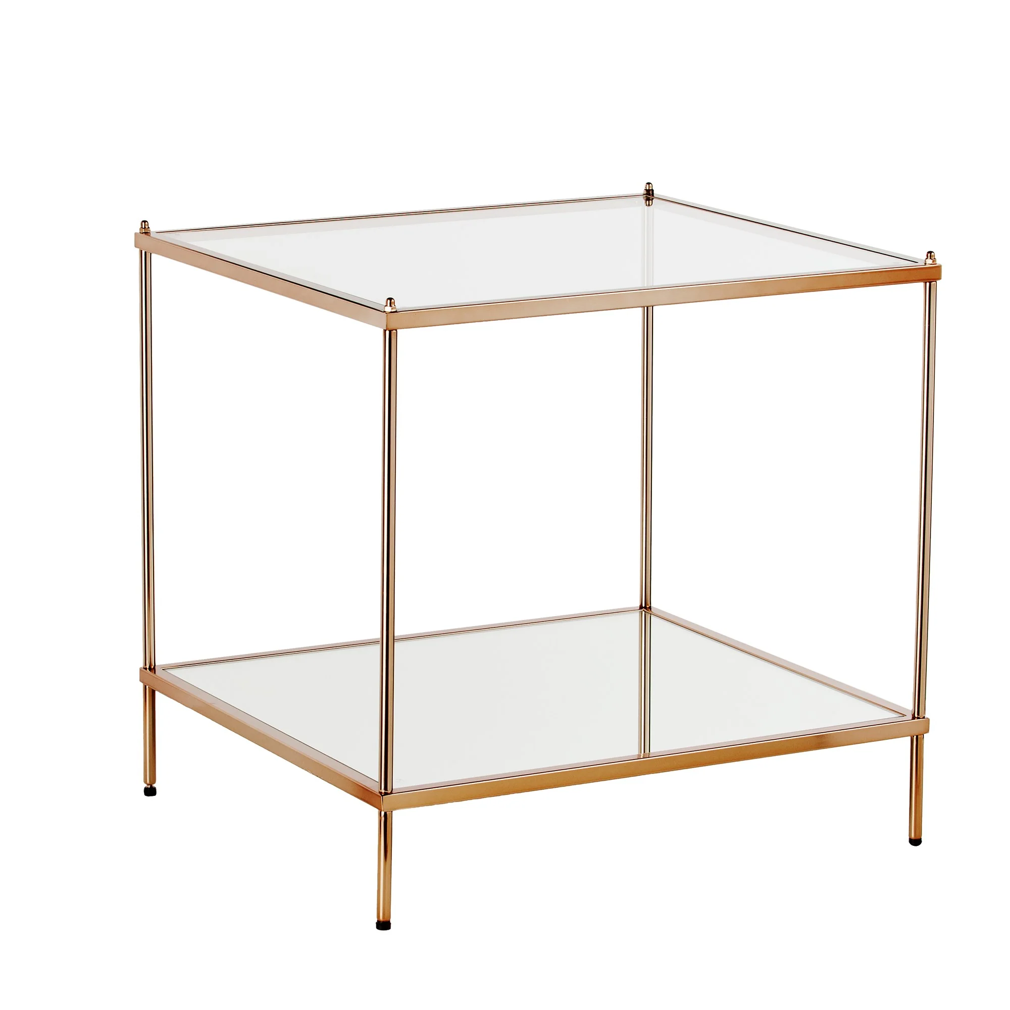 22" Gold Glass And Iron Square Mirrored End Table By Homeroots - Image 5