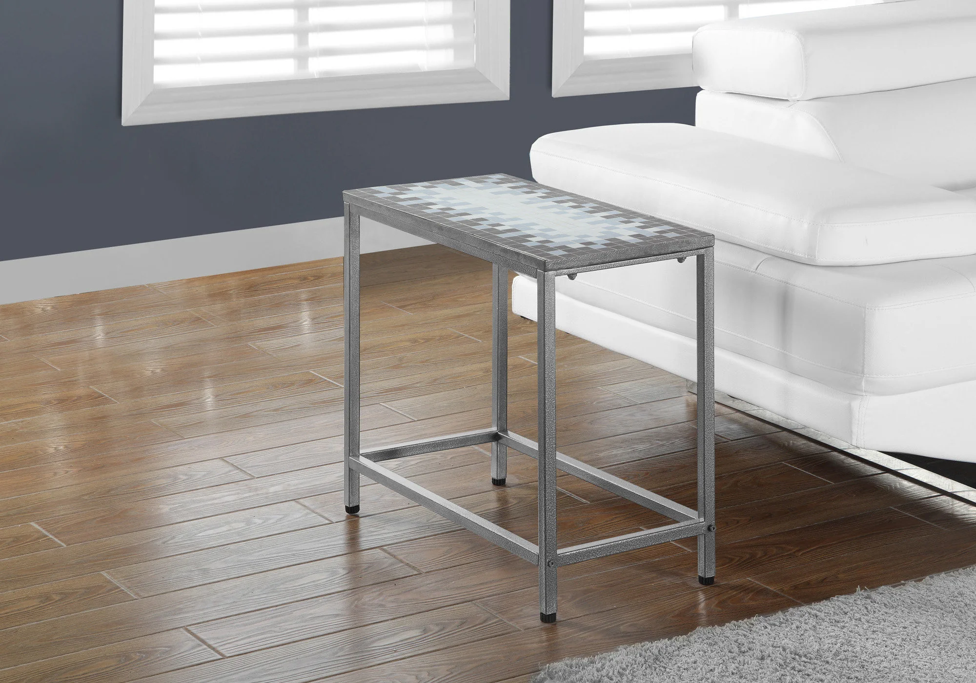 22" Gray And White Tile End Table By Homeroots - Image 2