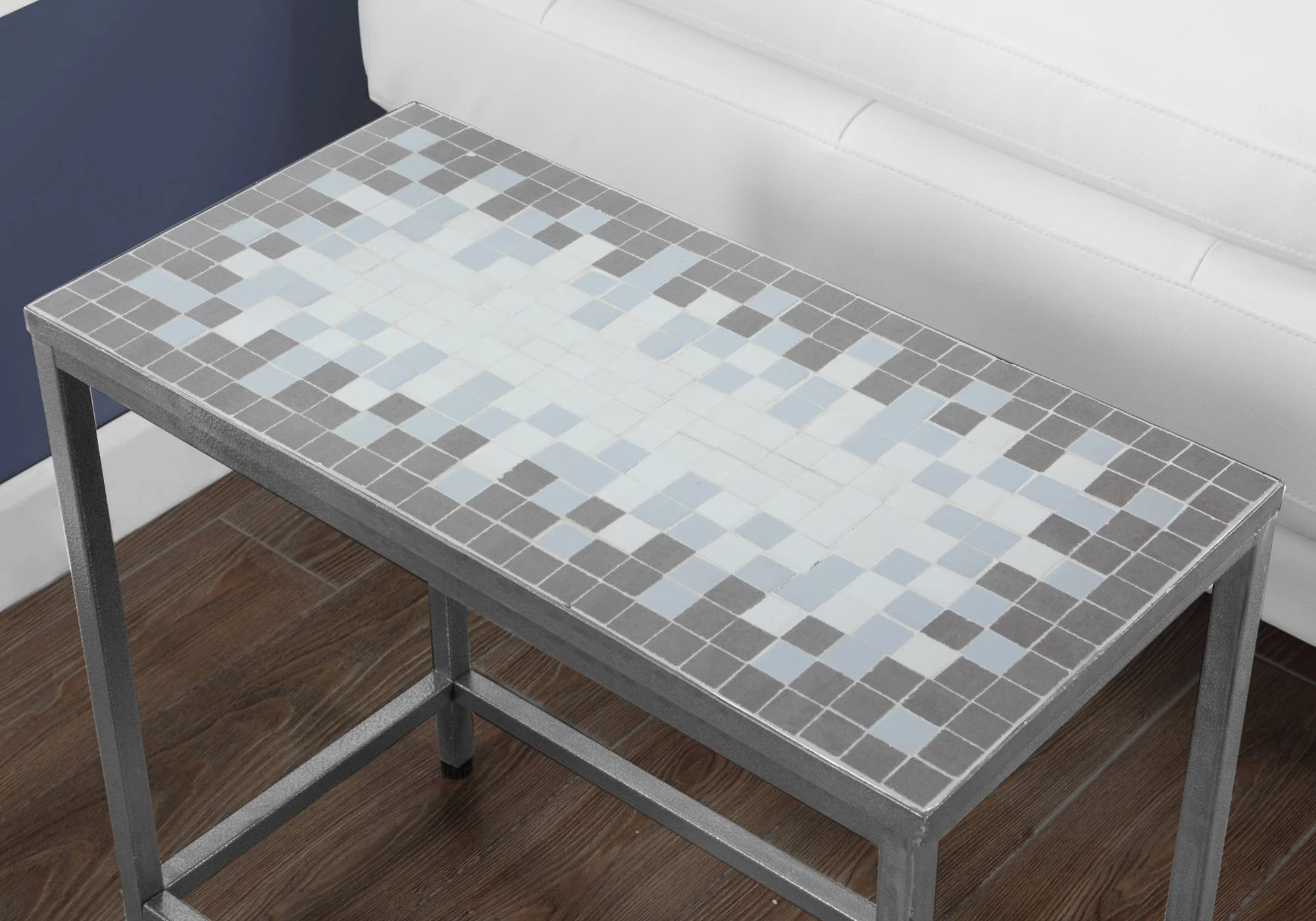 22" Gray And White Tile End Table By Homeroots - Image 3