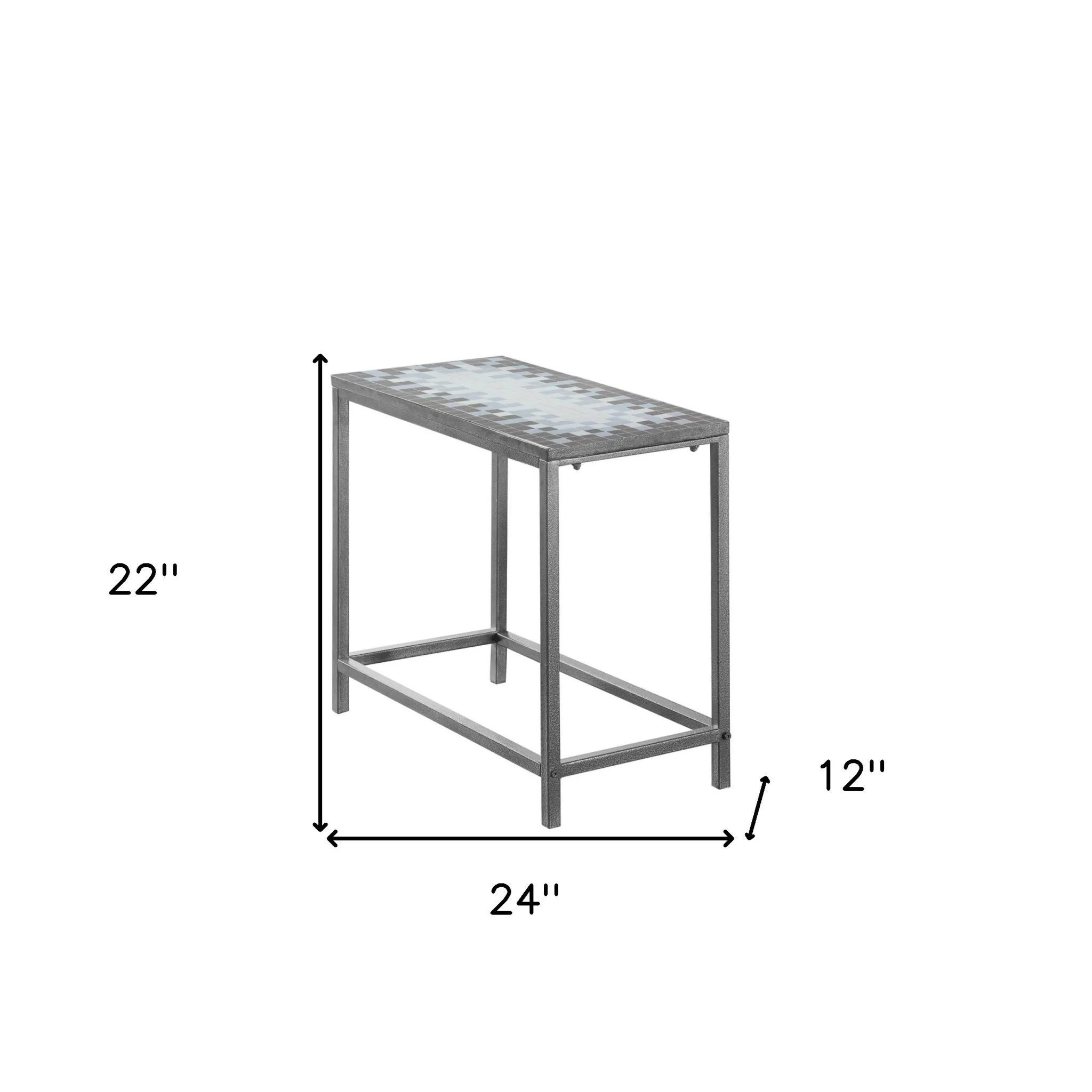 22" Gray And White Tile End Table By Homeroots - Image 4