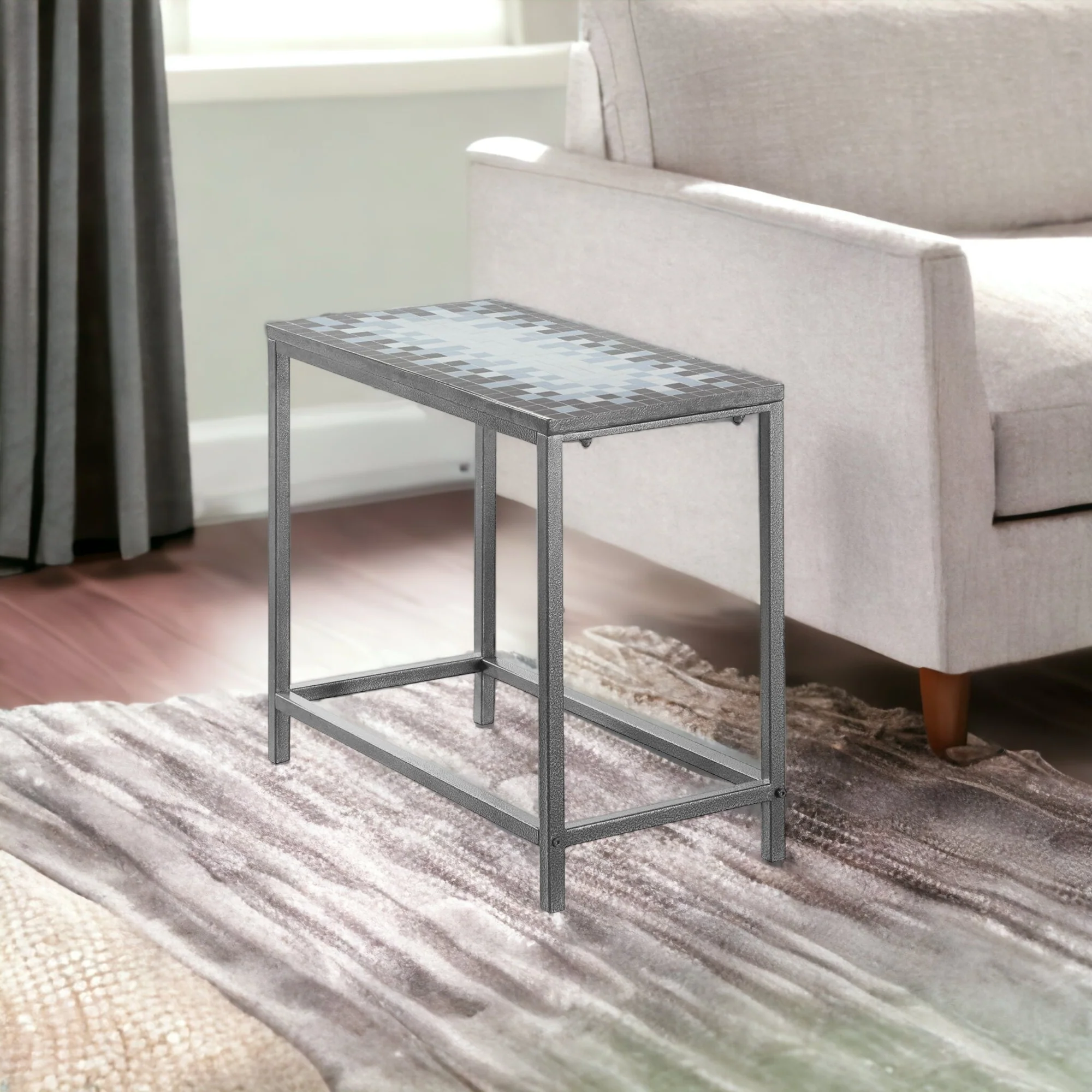 22" Gray And White Tile End Table By Homeroots - Image 6