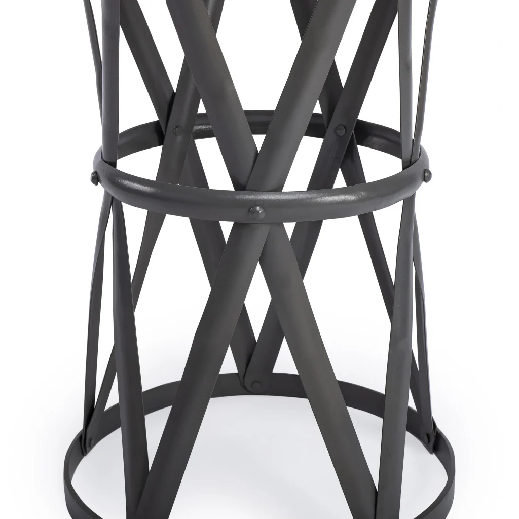 22" Gray Iron Hourglass Base Round Top End Table By Homeroots - Image 6