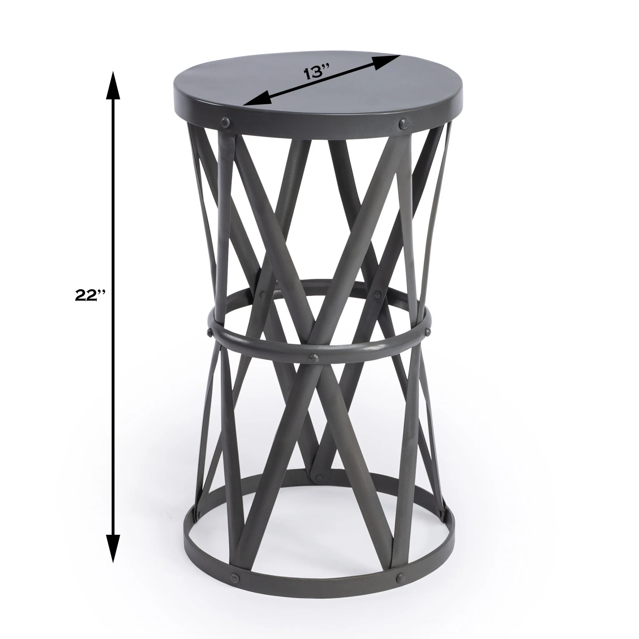 22" Gray Iron Hourglass Base Round Top End Table By Homeroots - Image 8