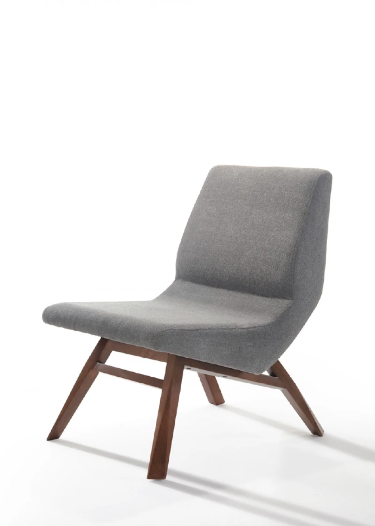 22" Grey And Walnut Solid Color Lounge Chair With Ottoman By Homeroots - Image 3