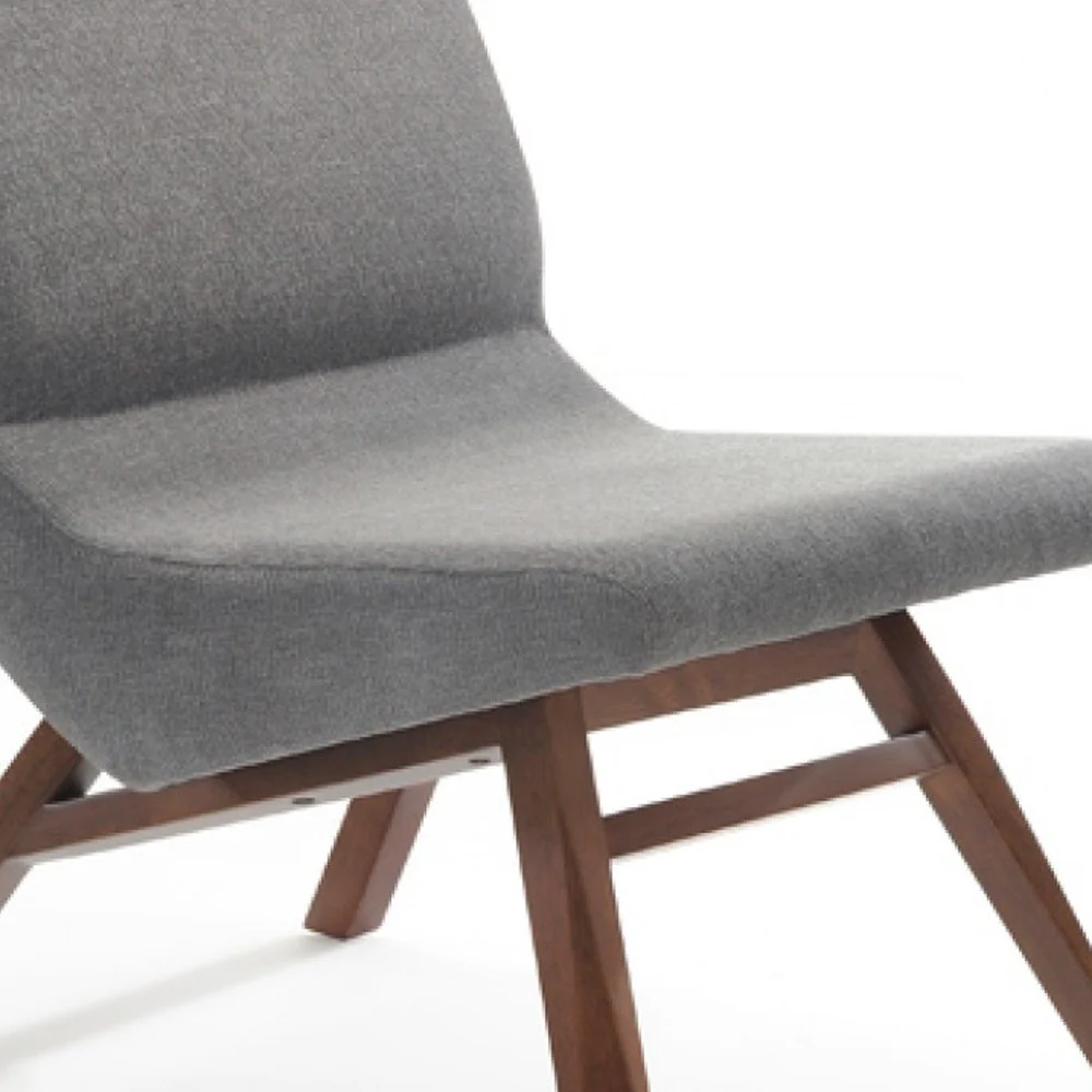 22" Grey And Walnut Solid Color Lounge Chair With Ottoman By Homeroots - Image 6