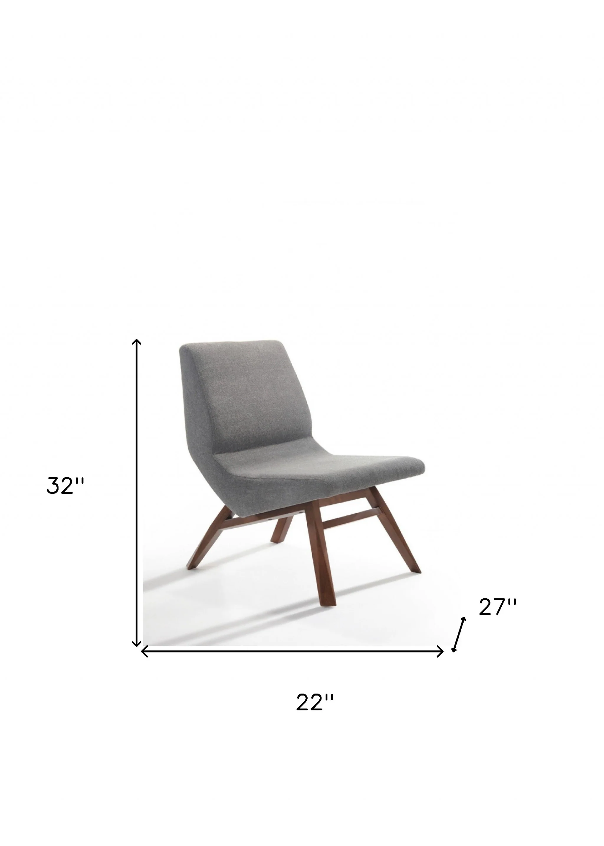 22" Grey And Walnut Solid Color Lounge Chair With Ottoman By Homeroots - Image 8