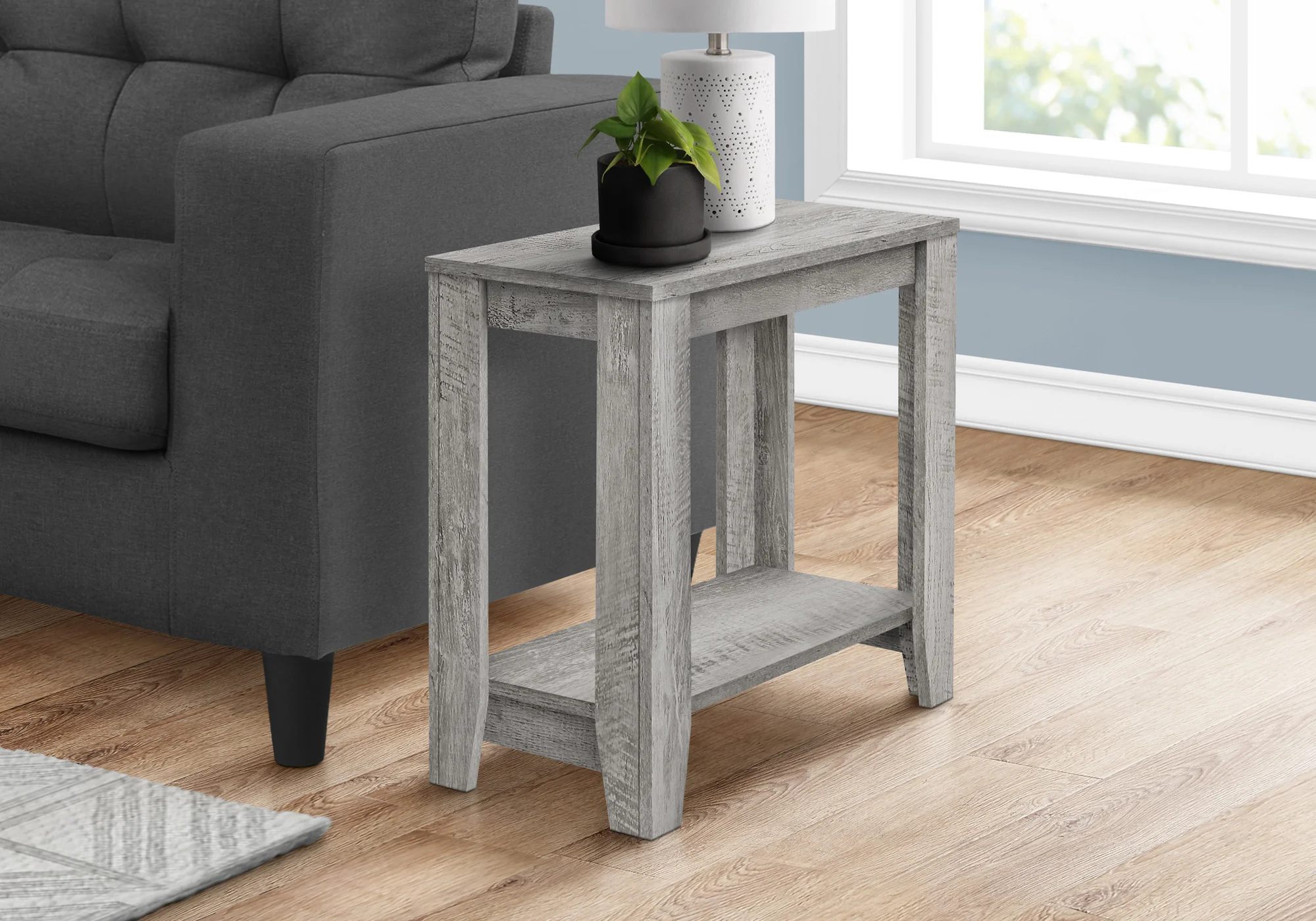 22" Grey End Table With Shelf By Homeroots - Image 2