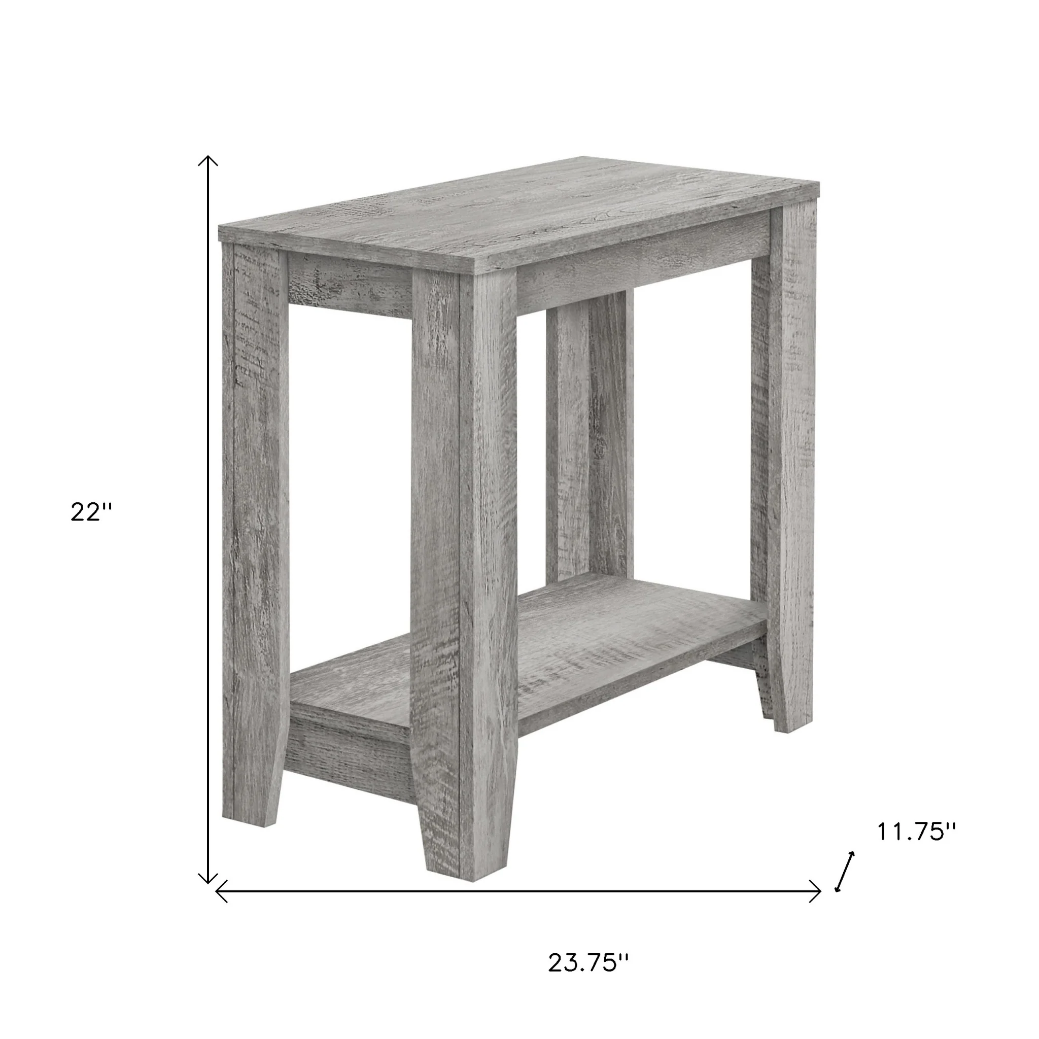 22" Grey End Table With Shelf By Homeroots - Image 4