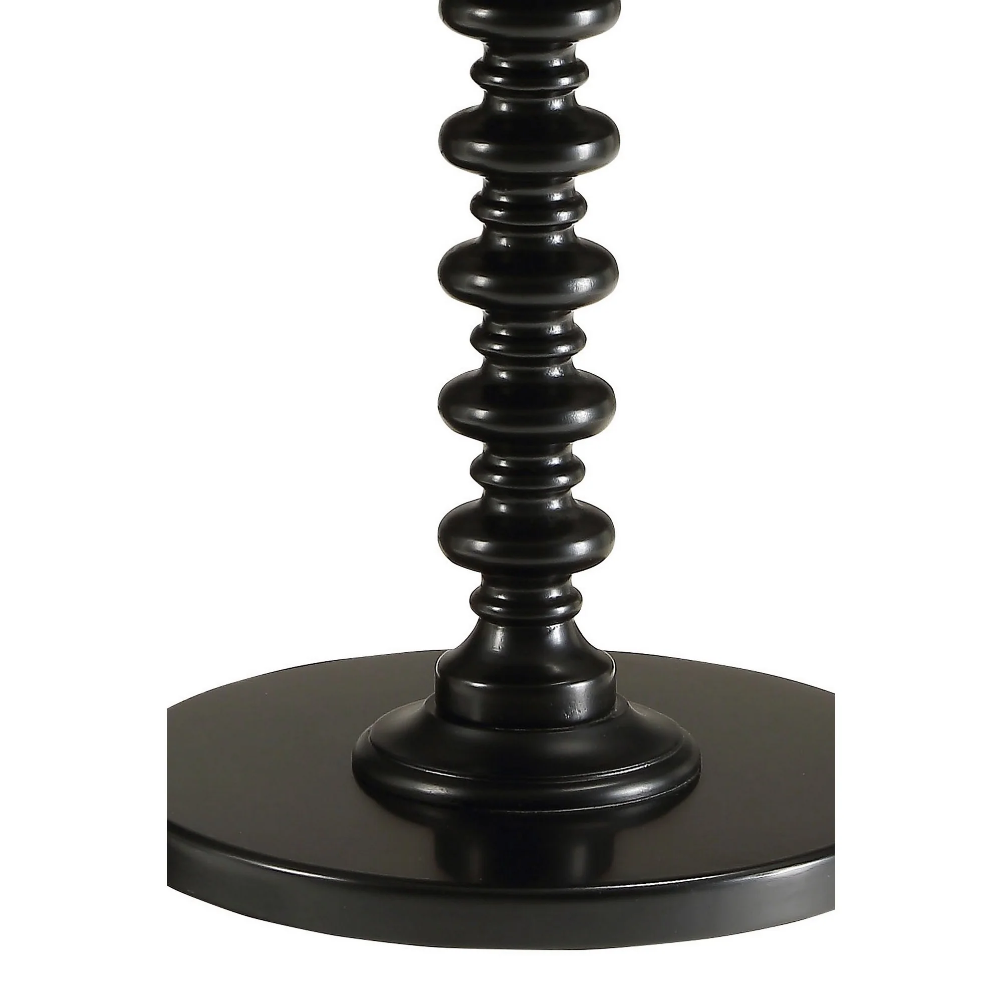 22 Inch Round Wooden Side Table With Turned Base, Black By Benzara - Image 4