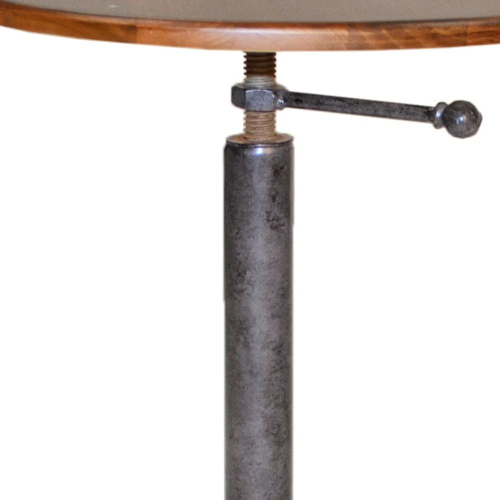 22" Industrial And Chestnut Solid Wood Round End Table By Homeroots - Image 3
