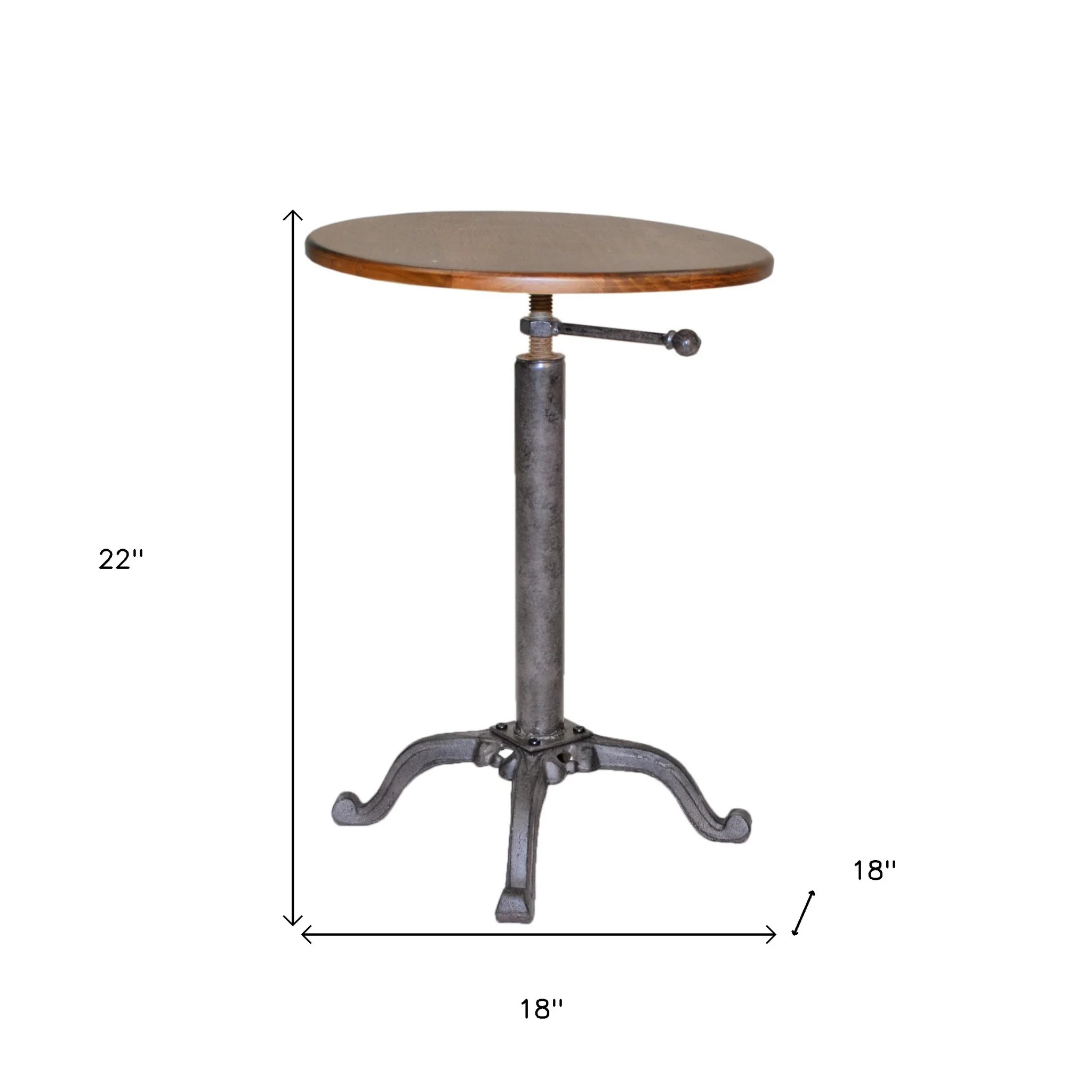 22" Industrial And Chestnut Solid Wood Round End Table By Homeroots - Image 5