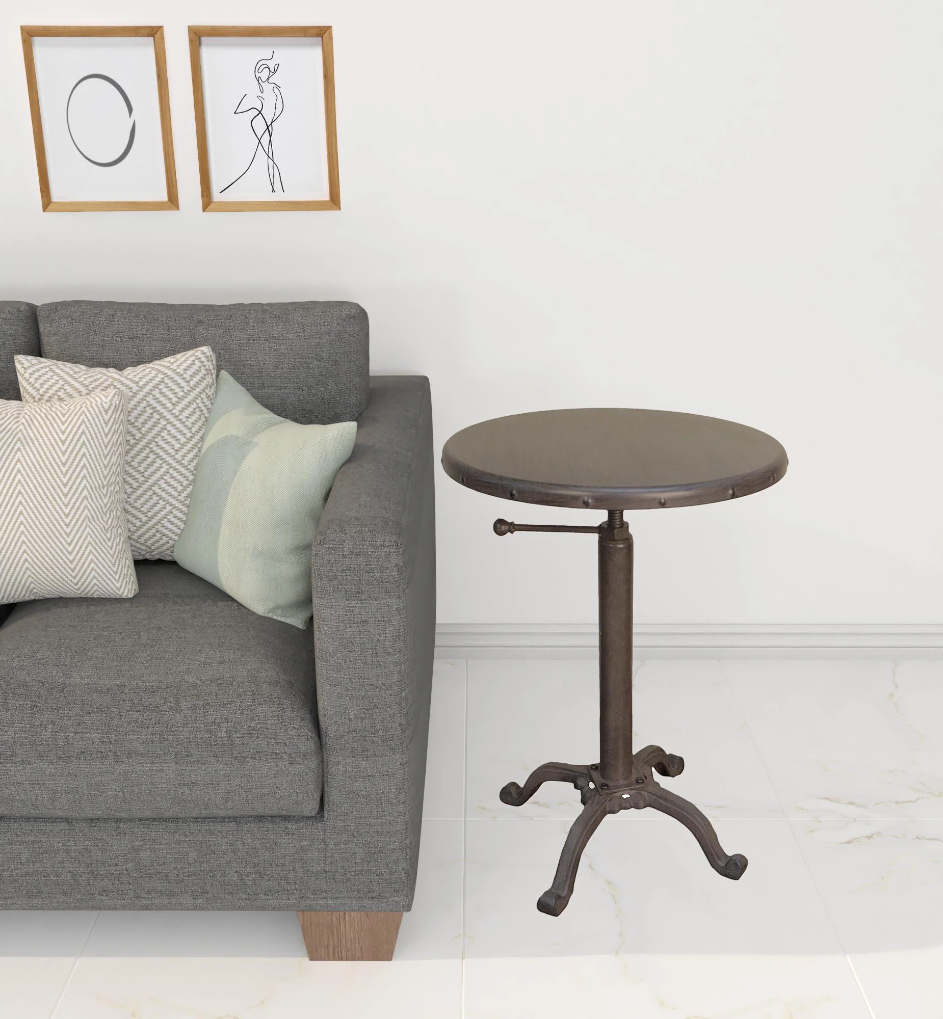 22" Industrial And Inustrial Iron Round End Table By Homeroots - Image 2