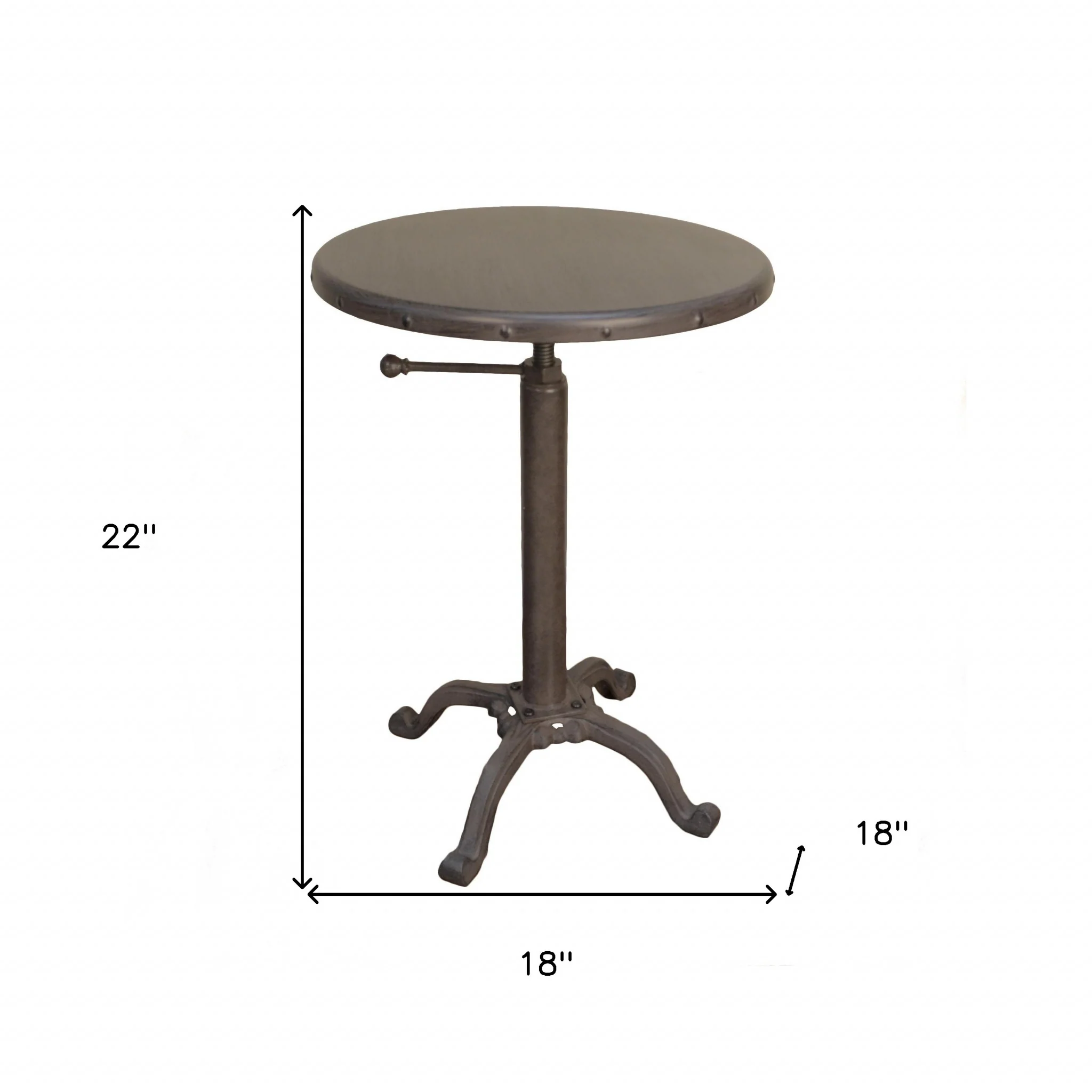 22" Industrial And Inustrial Iron Round End Table By Homeroots - Image 5