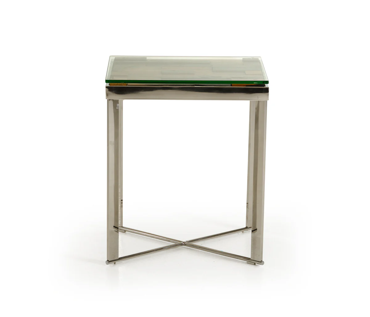 22" Mosaic Wood  Steel  And Glass End Table By Homeroots - Image 3