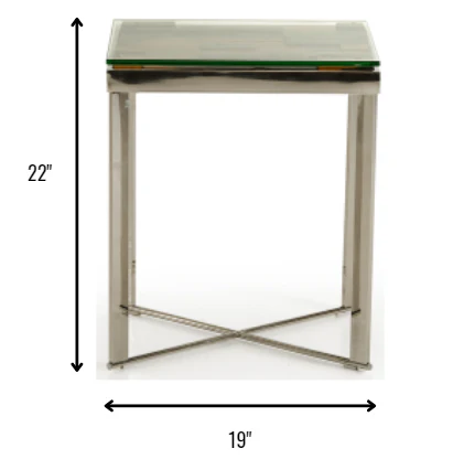 22" Mosaic Wood  Steel  And Glass End Table By Homeroots - Image 5