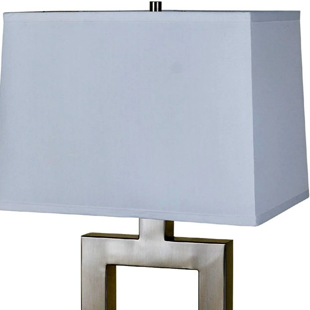 22" Nicekl Open Square Table Lamp With White Rectangle Shade By Homeroots - Image 4