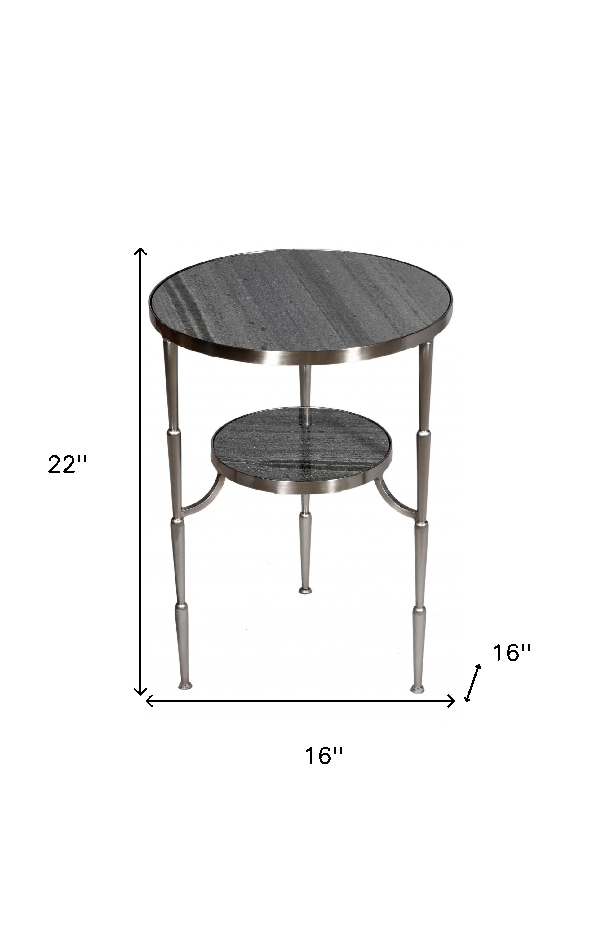 22" Nickel Marble And Iron Round End Table By Homeroots - Image 5