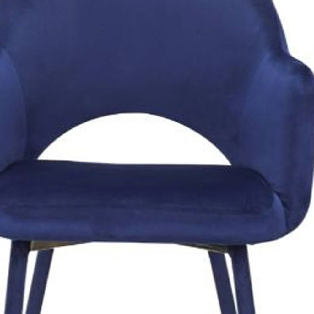 22" Ocean Blue Velvet And Gold Solid Color Parsons Chair By Homeroots - Image 3