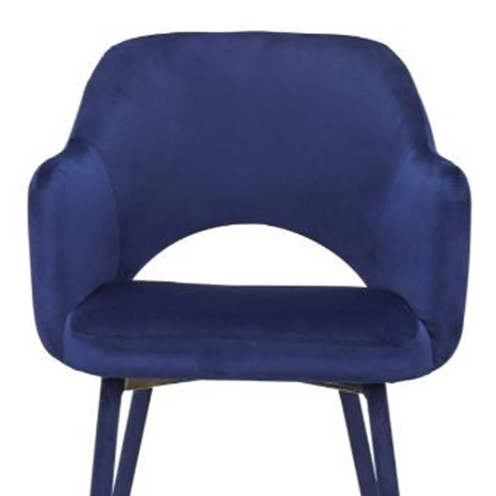 22" Ocean Blue Velvet And Gold Solid Color Parsons Chair By Homeroots - Image 4