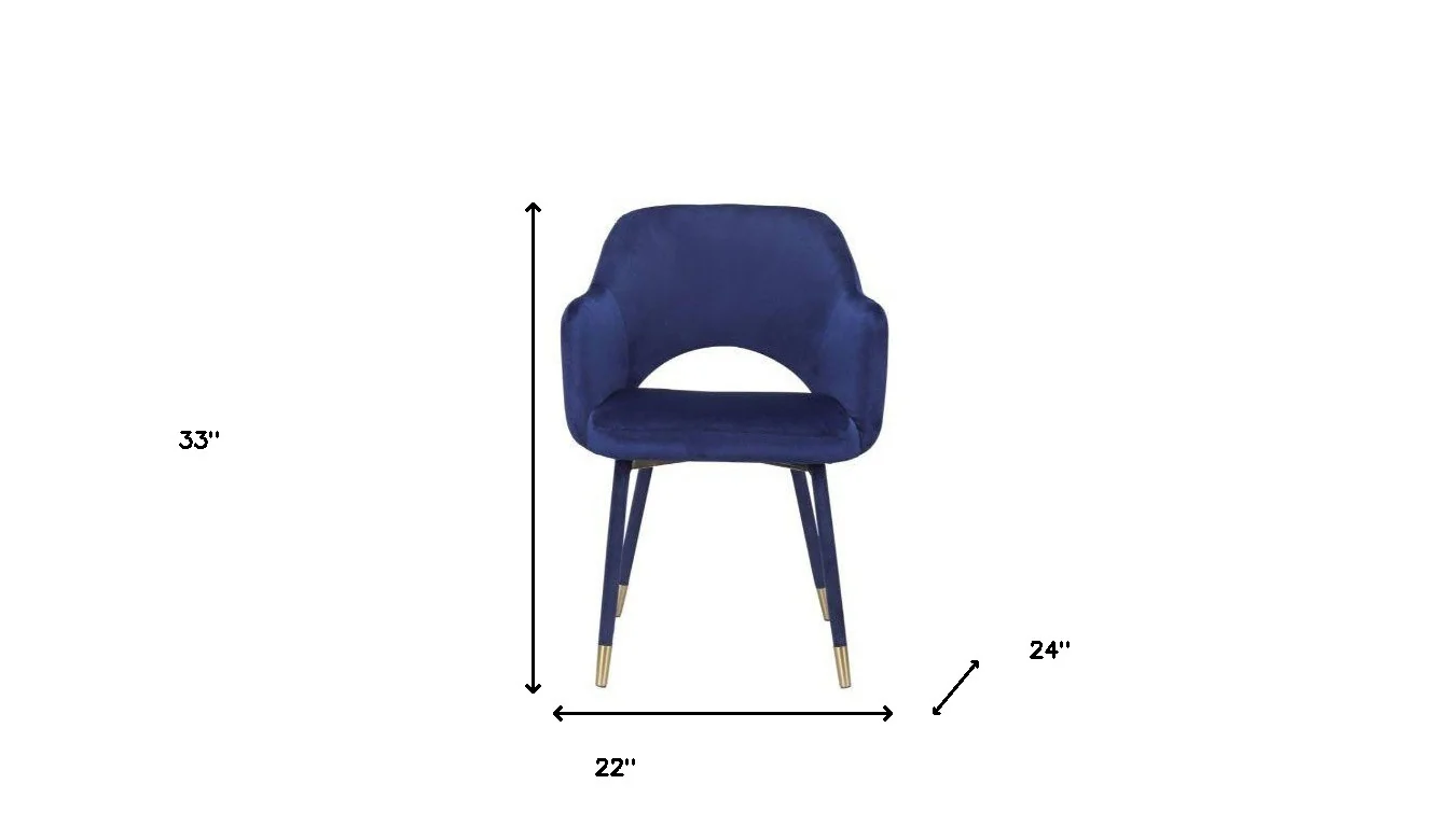 22" Ocean Blue Velvet And Gold Solid Color Parsons Chair By Homeroots - Image 5