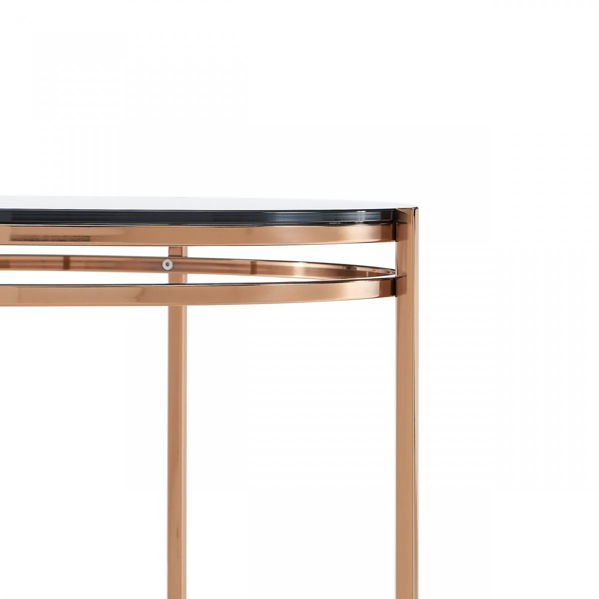 22" Rosegold And Smoke Glass Geo Round End Table By Homeroots - Image 5