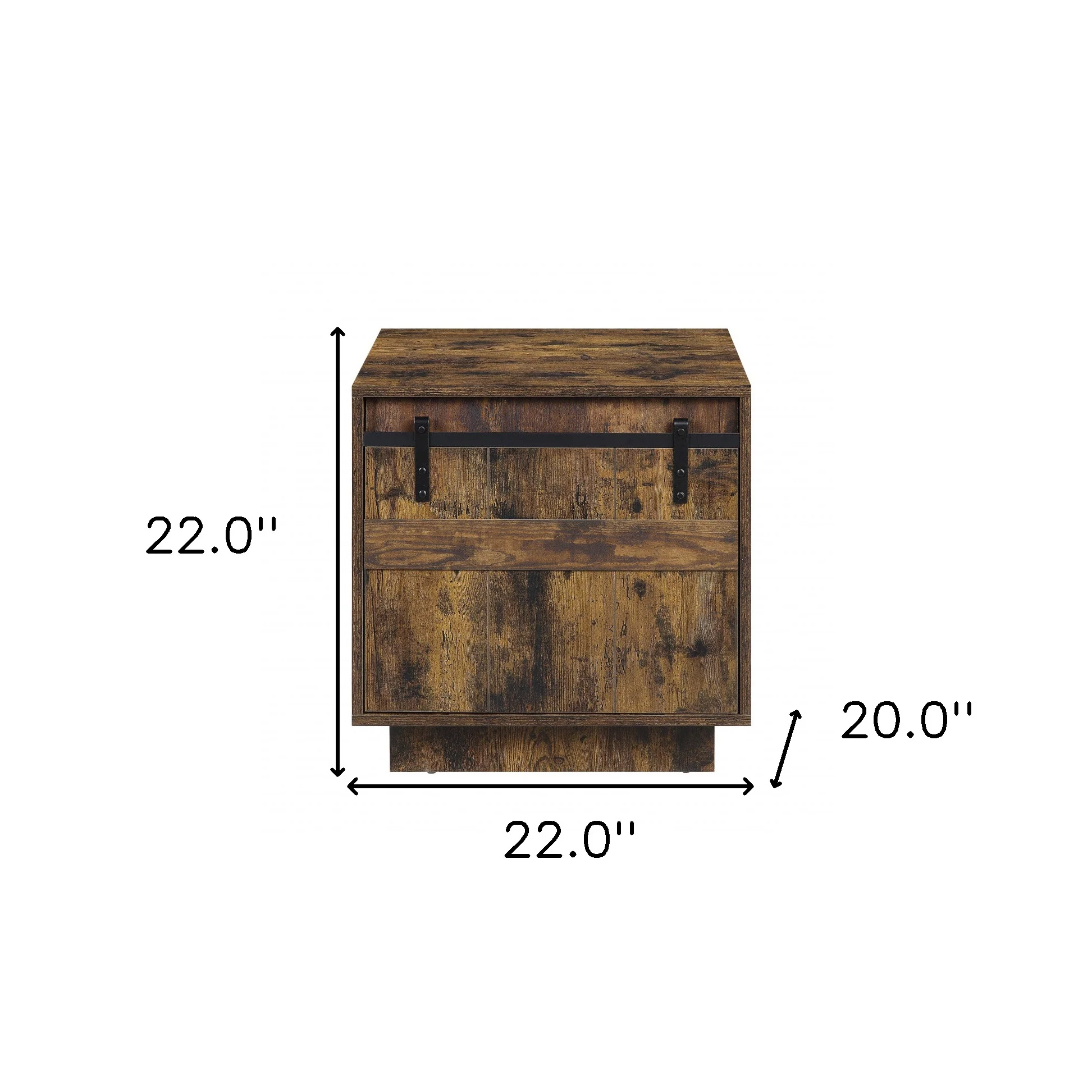 22" Rustic Oak Barn Door Cabinet End Table By Homeroots - Image 6