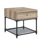 22" Sandy Black And Oak Manufactured Wood And Metal Square End Table With Drawer And Shelf By Homeroots - Image 4