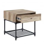 22" Sandy Black And Oak Manufactured Wood And Metal Square End Table With Drawer And Shelf By Homeroots - Image 5