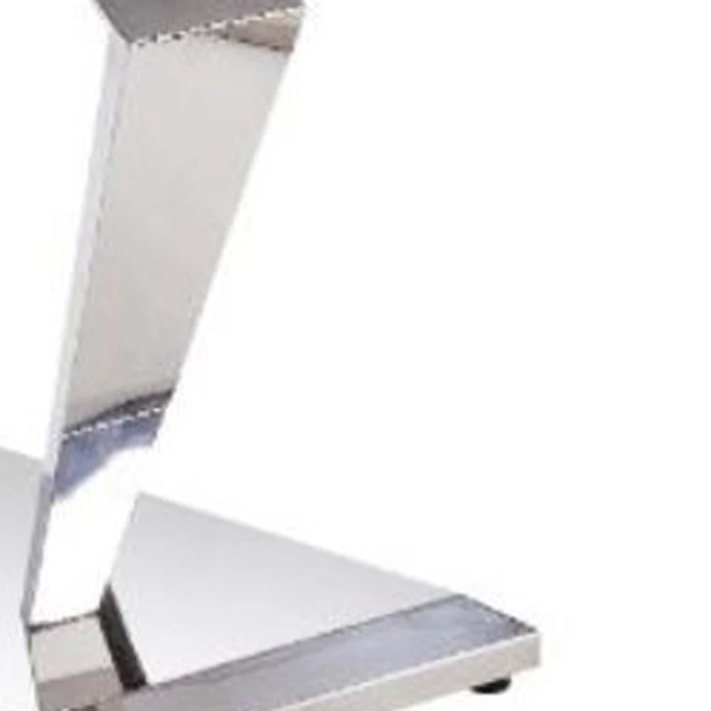 22" Silver And Light Gray Marble Look And Stainless Steel Square End Table By Homeroots - Image 3