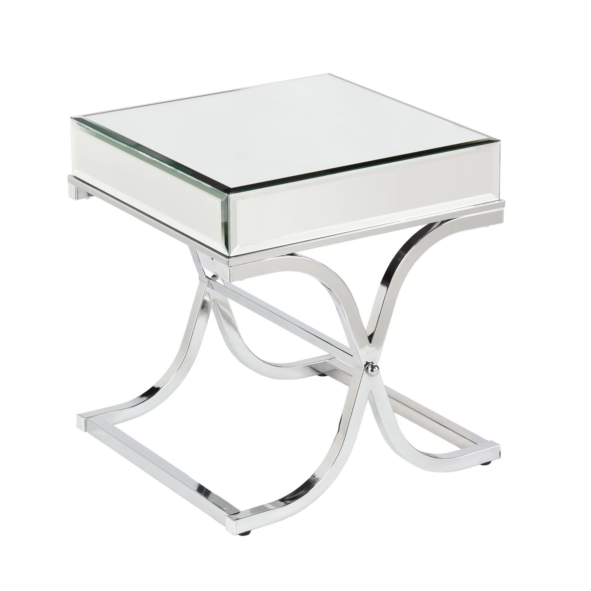 22" Silver Glass And Iron Square Mirrored End Table By Homeroots - Image 3