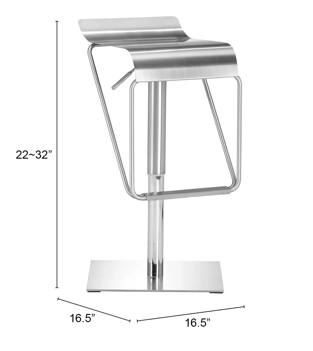 22" Silver Swivel Backless Bar Height Chair With Footrest By Homeroots - Image 8