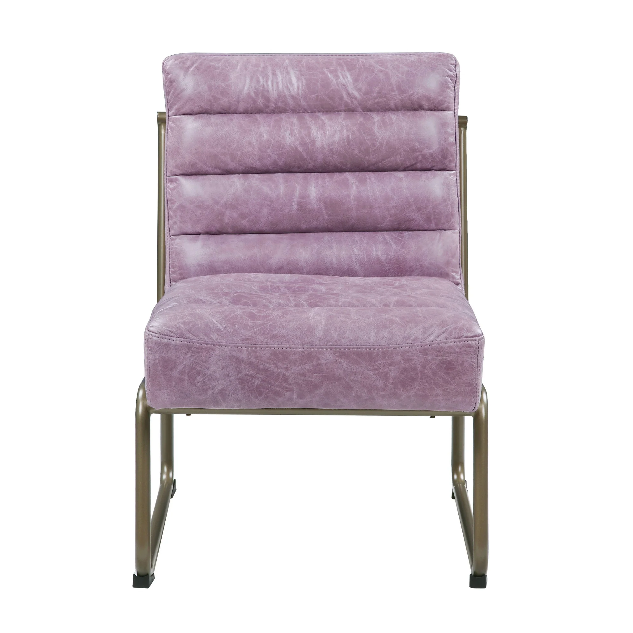 22" Top Grain Leather And Steel Ikat Side Chair By Homeroots - Image 2