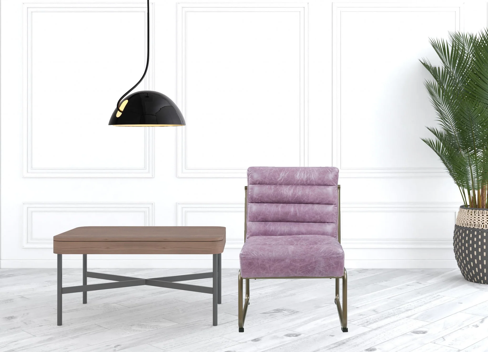 22" Top Grain Leather And Steel Ikat Side Chair By Homeroots - Image 3