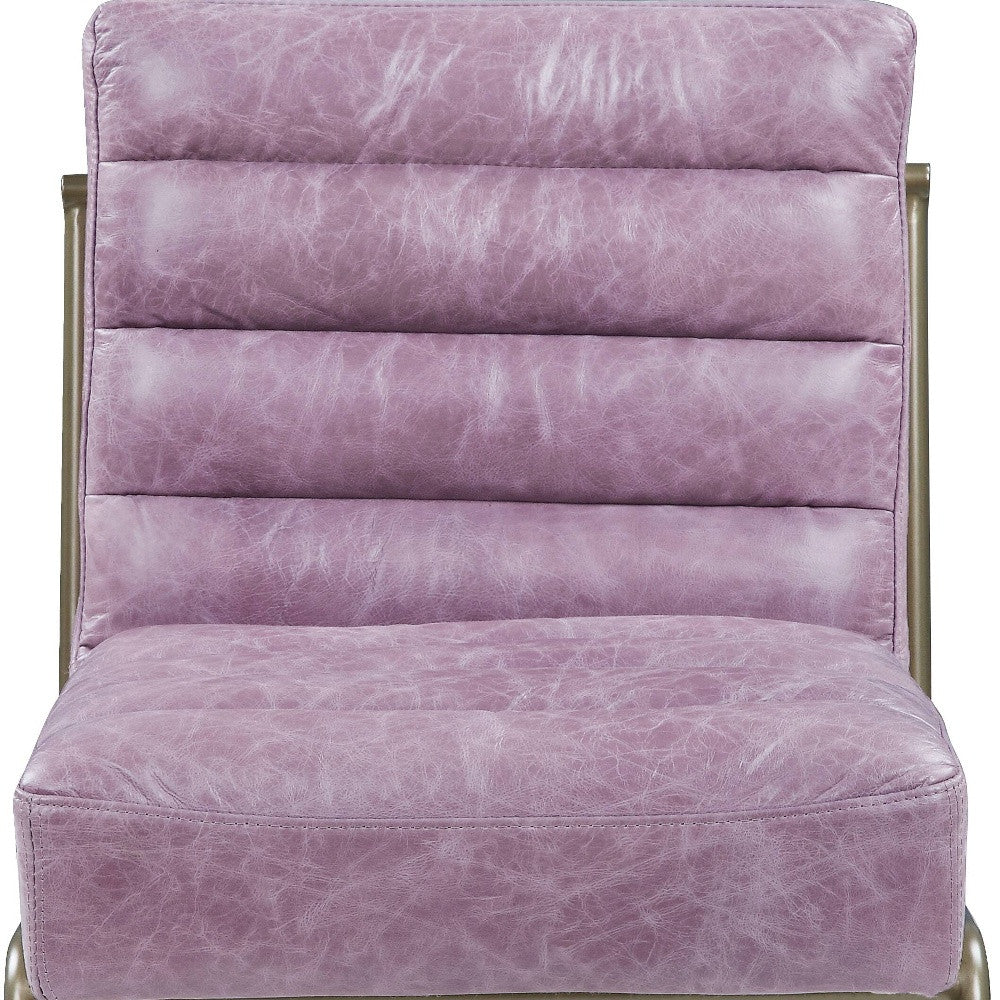 22" Top Grain Leather And Steel Ikat Side Chair By Homeroots - Image 4
