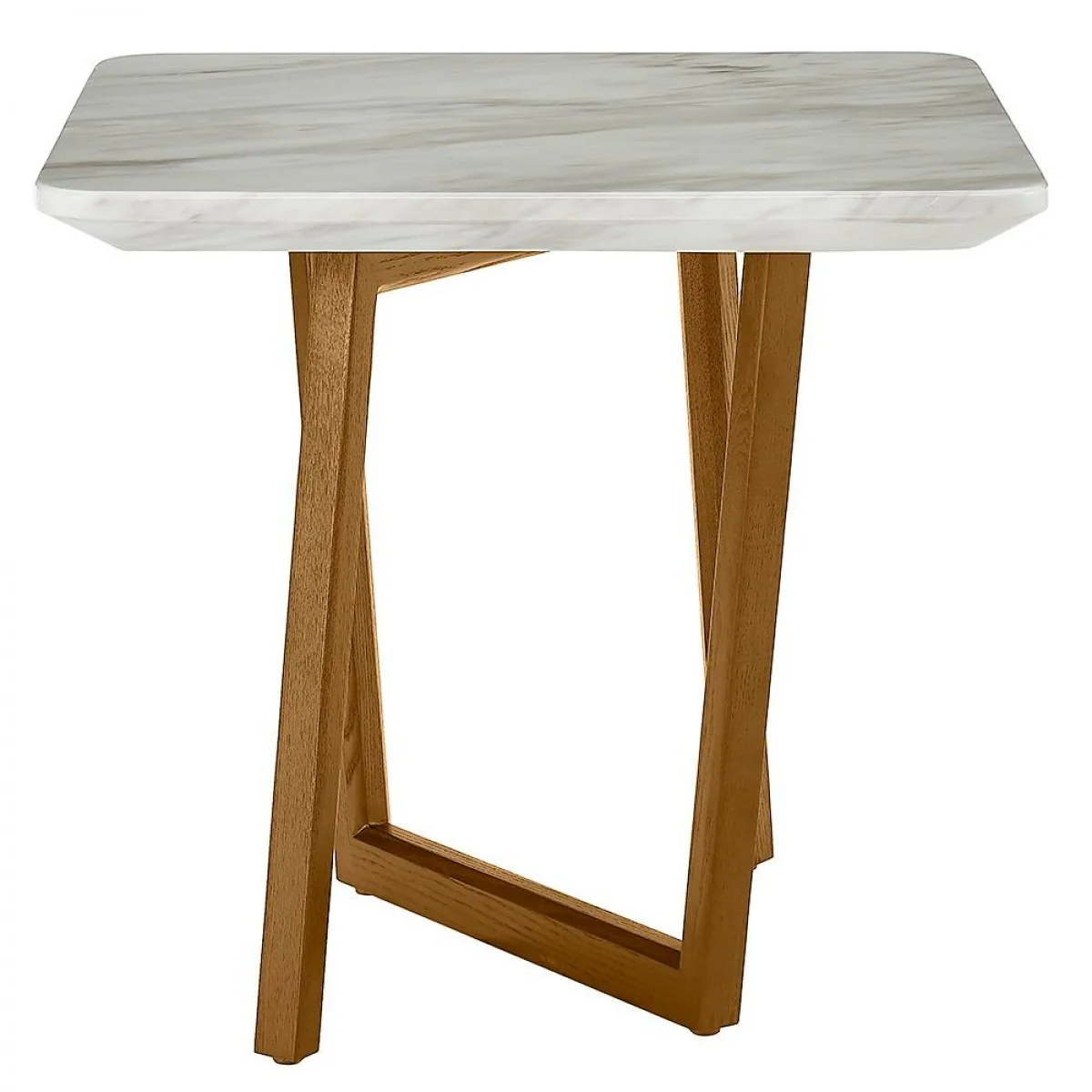 22" Walnut And White Faux Marble Square End Table By Homeroots - Image 2