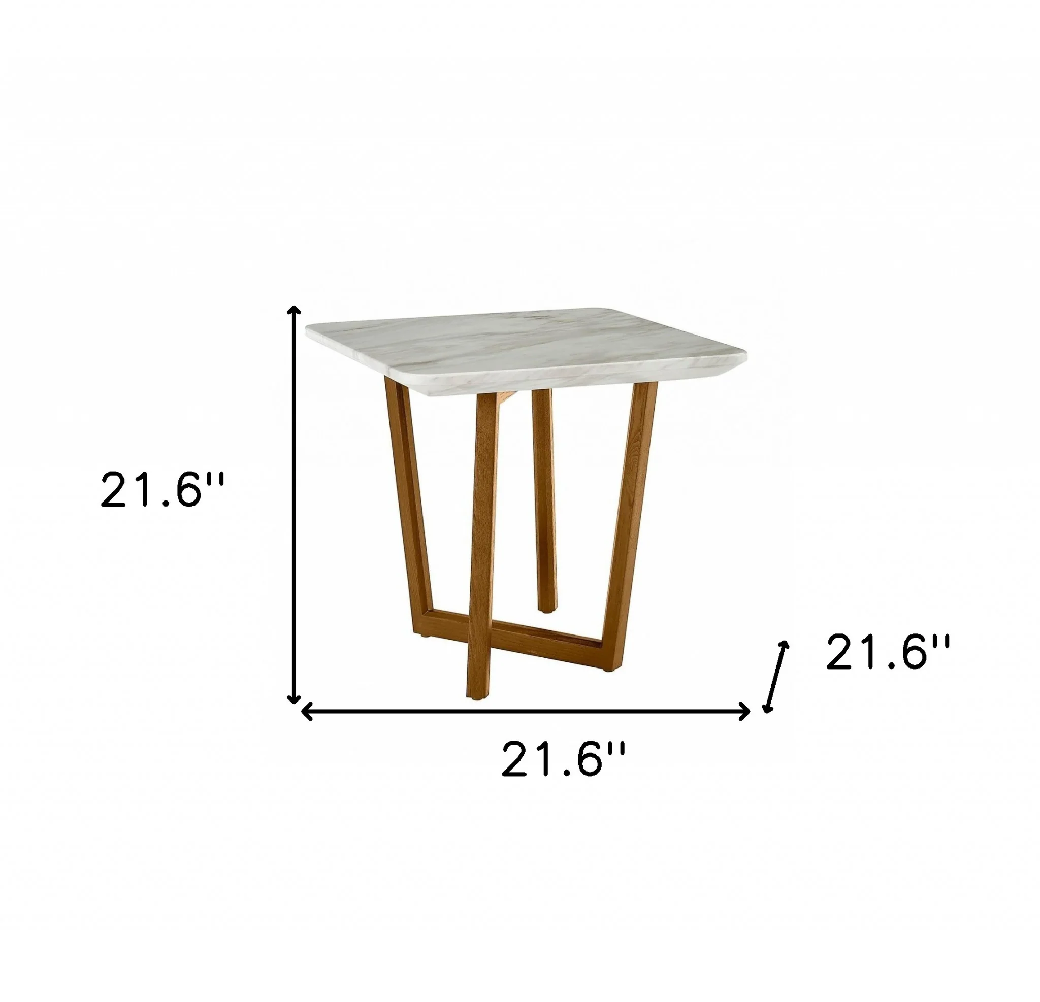 22" Walnut And White Faux Marble Square End Table By Homeroots - Image 5