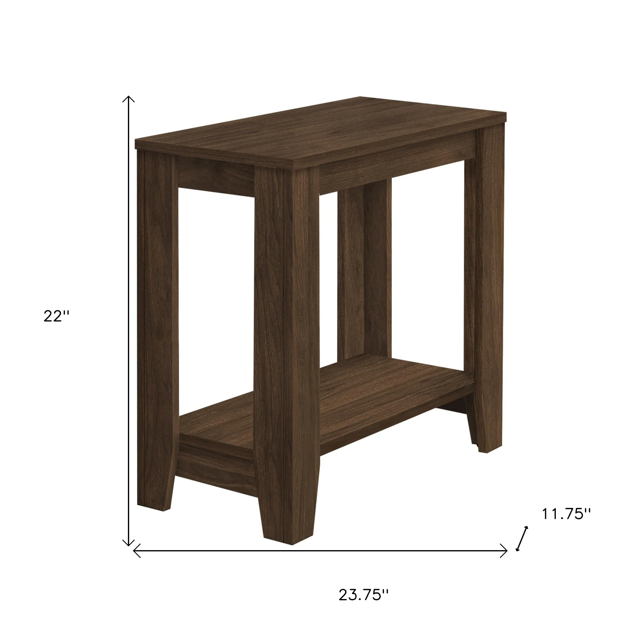 22" Walnut End Table With Shelf By Homeroots - Image 4