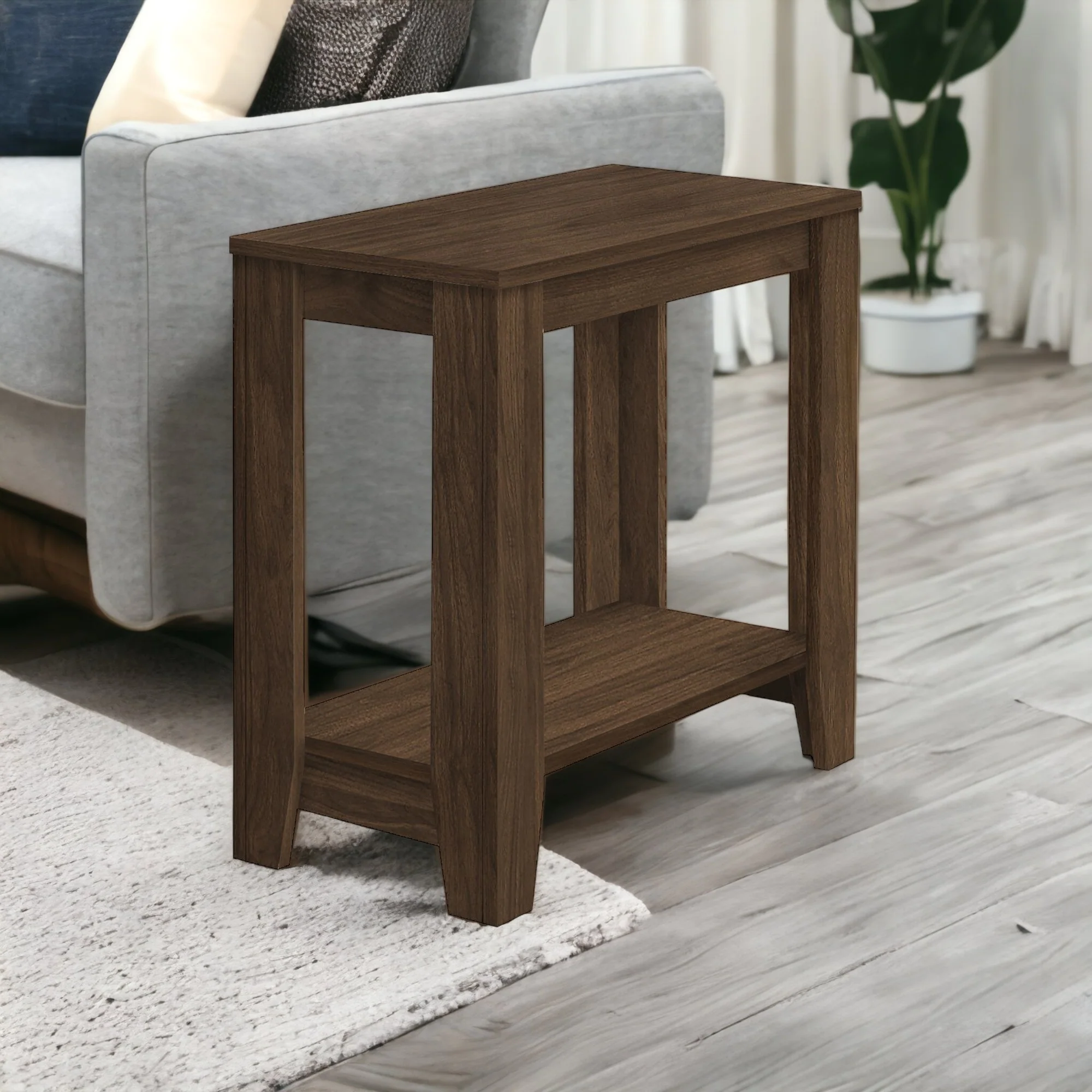 22" Walnut End Table With Shelf By Homeroots - Image 6