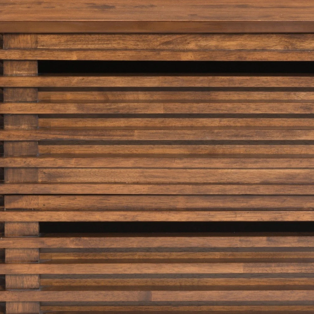 22" Walnut Solid Wood Modern Slat Design End Table with Drawers By Homeroots - Image 7