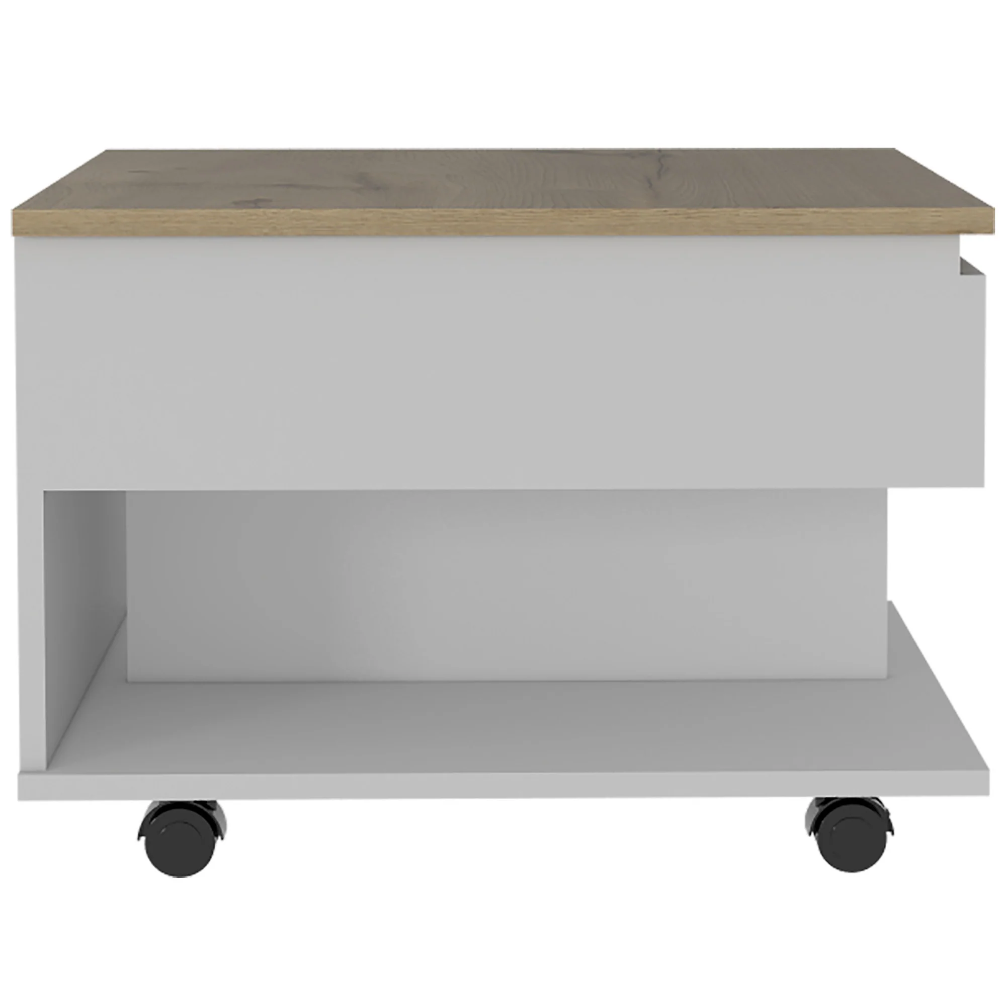 22" White And Light Oak Manufactured Wood Rectangular Coffee Table With Drawer By Homeroots - Image 2