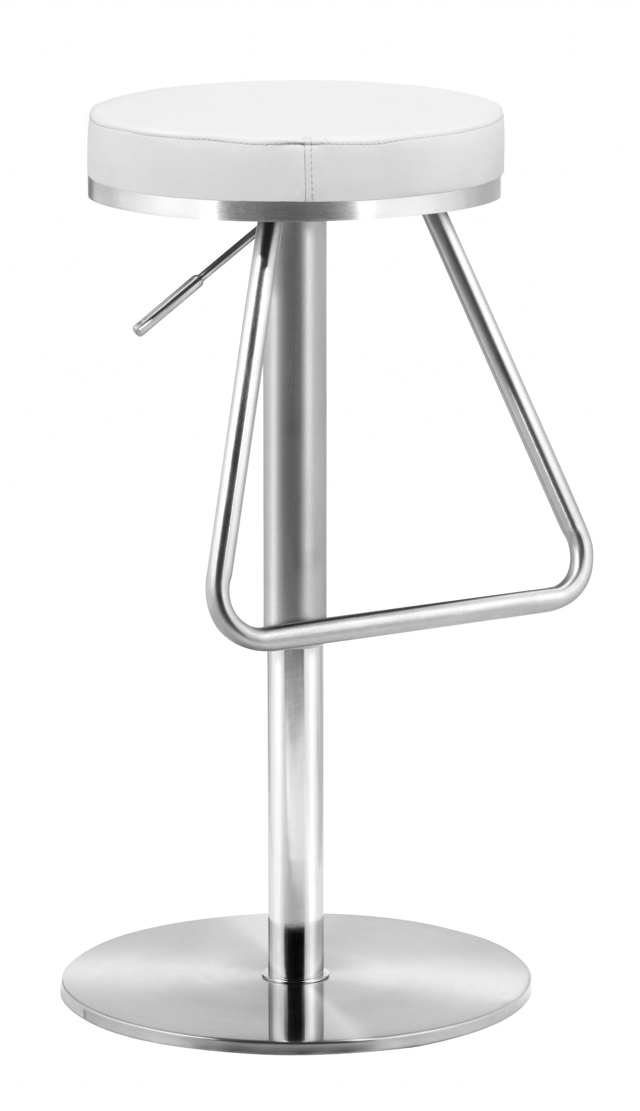 22" White And Silver Steel Swivel Backless Bar Height Chair With Footrest By Homeroots - Image 2