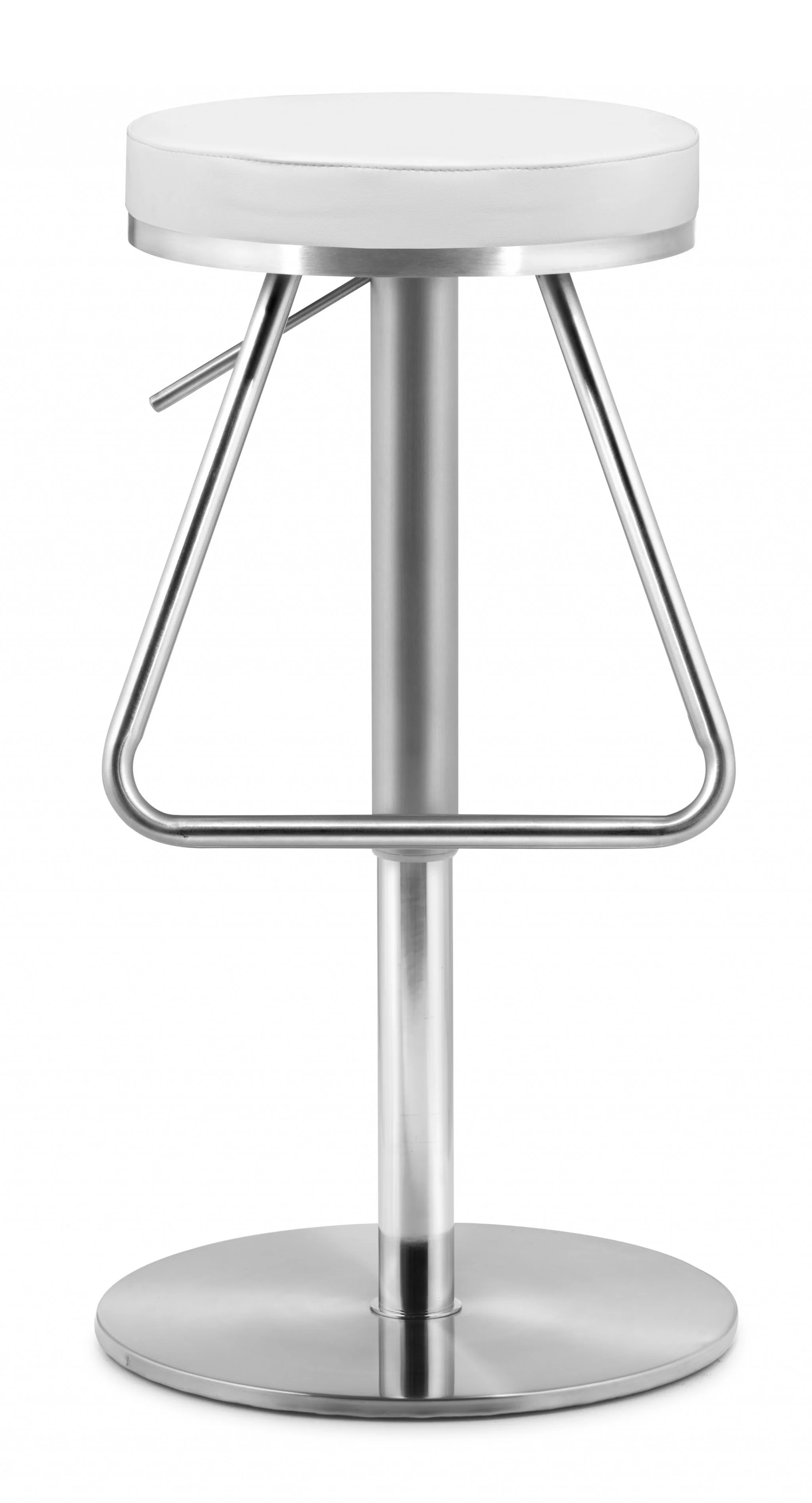 22" White And Silver Steel Swivel Backless Bar Height Chair With Footrest By Homeroots - Image 4