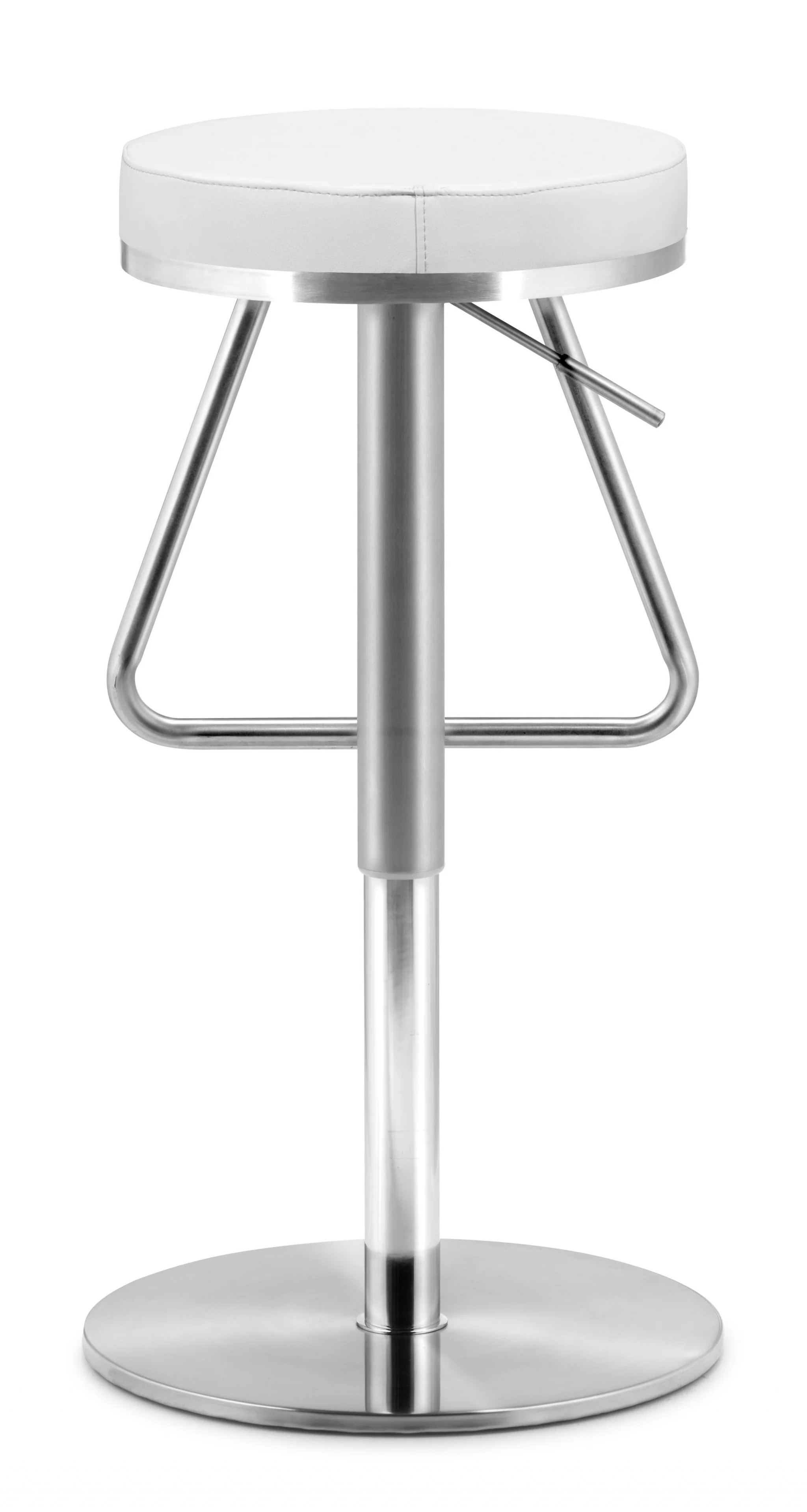 22" White And Silver Steel Swivel Backless Bar Height Chair With Footrest By Homeroots - Image 5