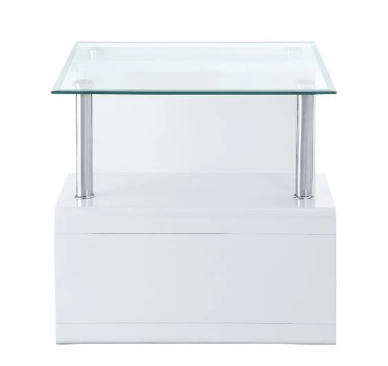 22" White Glass and Wood Square End Table With Two Shelves By Homeroots - Image 3
